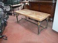 Modern rek 4 leggers afm. 100x36x136, vitrinekast 2 deuren 1 glazen deur afm. 100x44x180, verrijdbaar tv meubel afm. 70x52x70, salontafel houten blad metalen onderstel afm. 113x48x48 - afbeelding 5 van  9