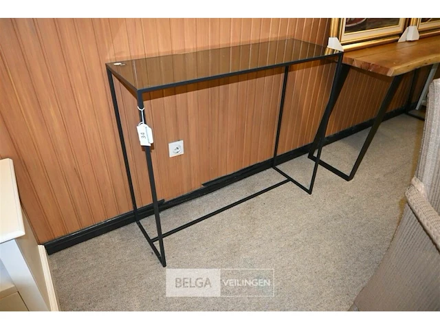 Moderne consoletafel gehard glas en metalen frame - afbeelding 1 van  4