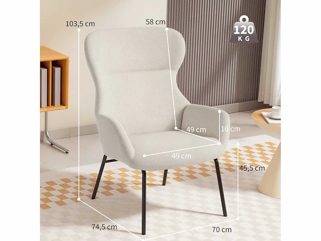Moderne gestoffeerde fauteuil in oorstijl - afbeelding 3 van  14