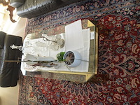 Moderne grijs lederen salon bestaande uit 3-2-1 zit, moderne rechthoekig glazen salontafel - afbeelding 9 van  14