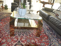 Moderne grijs lederen salon bestaande uit 3-2-1 zit, moderne rechthoekig glazen salontafel - afbeelding 10 van  14