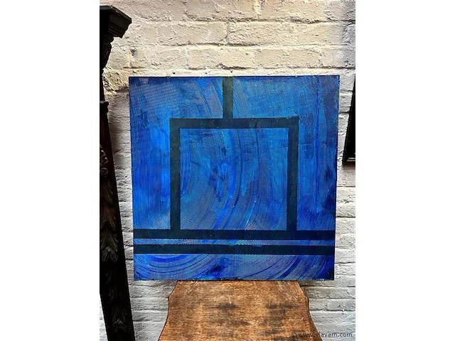 Moderne kunst blauwe houten kader - afbeelding 1 van  1