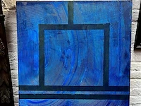 Moderne kunst blauwe houten kader - afbeelding 1 van  1