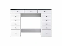 Moderne make-uptafel met opberglades aan beide zijden in witte vorm - afbeelding 4 van  7