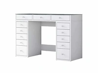 Moderne make-uptafel met opberglades aan beide zijden in witte vorm - afbeelding 5 van  7