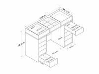Moderne make-uptafel met opberglades aan beide zijden in witte vorm - afbeelding 7 van  7