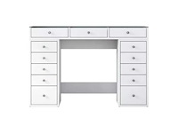 Moderne make-uptafel met opberglades aan beide zijden in witte vorm - afbeelding 4 van  7