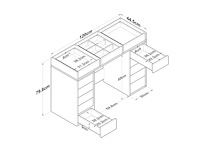 Moderne make-uptafel met opberglades aan beide zijden in witte vorm - afbeelding 7 van  7