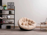 Moderne opklapbare fauteuil - crèmekleurige stof - afbeelding 1 van  6
