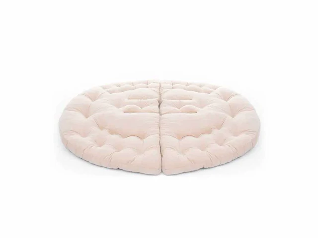 Moderne opklapbare fauteuil - crèmekleurige stof - afbeelding 3 van  6