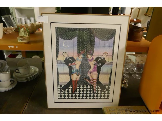 Moderne tekening achter glas - afbeelding 1 van  1