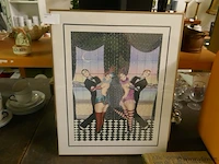 Moderne tekening achter glas - afbeelding 1 van  1
