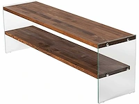Moderne tv-standaard - 100% gehard glas en massief hout - afbeelding 2 van  8