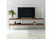 Moderne tv-standaard - 100% gehard glas en massief hout - afbeelding 3 van  8