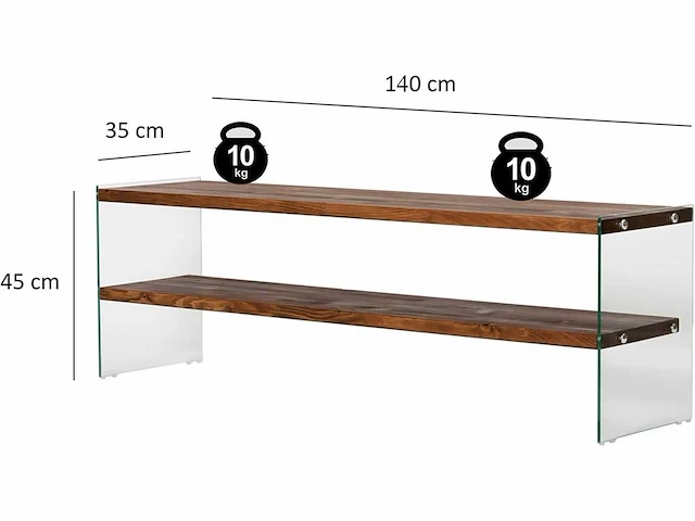 Moderne tv-standaard - 100% gehard glas en massief hout - afbeelding 4 van  8