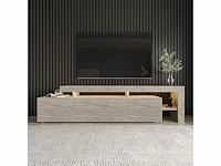 Moderne tv-standaard met led's - travertijneffect - afbeelding 2 van  5
