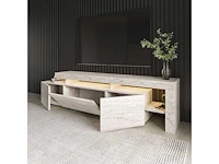 Moderne tv-standaard met led's - travertijneffect - afbeelding 6 van  6