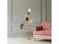 Moderne vloerlamp met metalen behuizing en stoffen voet - afbeelding 4 van  8