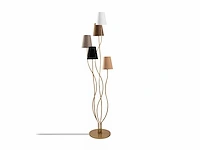 Moderne vloerlamp met metalen behuizing en stoffen voet - afbeelding 6 van  8