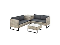 Modulaire polyrotan lounge voor 4 personen met tafel en kussenbox - afbeelding 2 van  7