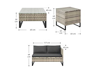 Modulaire polyrotan lounge voor 4 personen met tafel en kussenbox - afbeelding 7 van  7