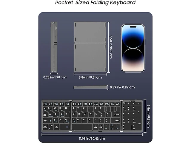 Moko opvouwbaar bluetooth-toetsenbord - afbeelding 2 van  4