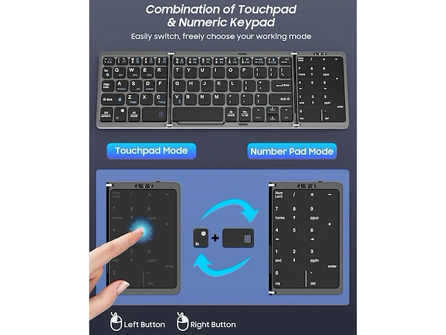 Moko opvouwbaar bluetooth-toetsenbord - afbeelding 3 van  4
