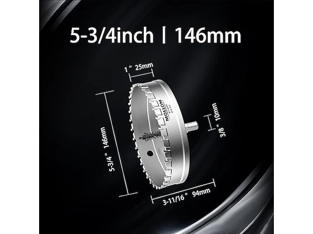 Mollom (5-3/4''|146mm) heavy duty carbide gatzaag met 2 voorboren - afbeelding 2 van  5