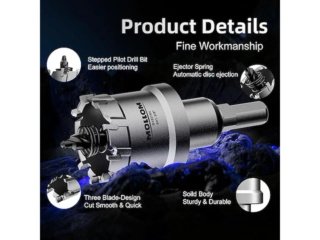Mollom (5-3/4''|146mm) heavy duty carbide gatzaag met 2 voorboren - afbeelding 5 van  5