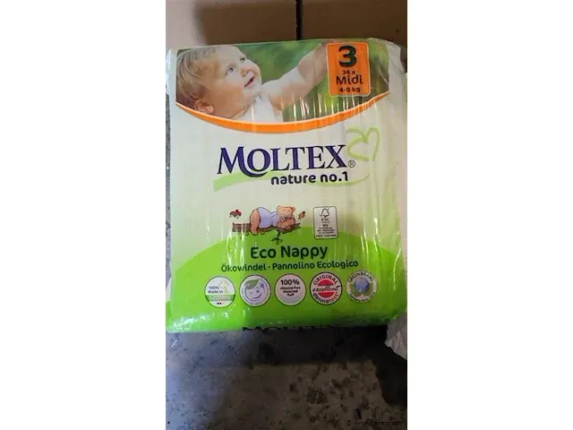 Moltex nature no. 1 maat 3 midi 4-9kg, eco luiers,2 pakken,68 stuks - afbeelding 2 van  3