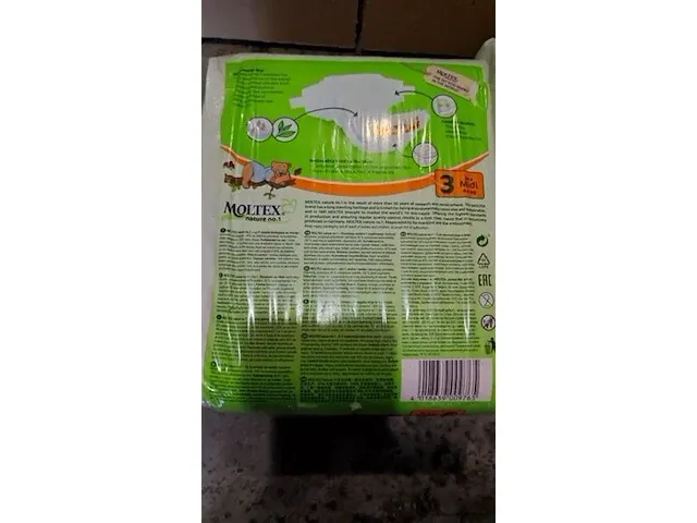 Moltex nature no. 1 maat 3 midi 4-9kg, eco luiers,2 pakken,68 stuks - afbeelding 3 van  3