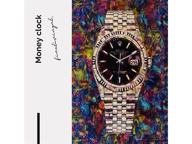 Money clock 40x60 cm - canvas wanddecoratie - afbeelding 2 van  2