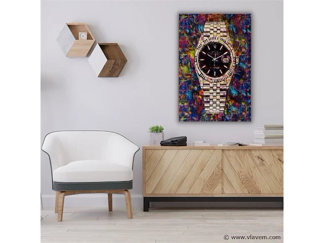 Money clock 60x90 cm - canvas wanddecoratie - afbeelding 1 van  2