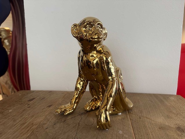 Monkey chrome gold h21cm - afbeelding 1 van  2