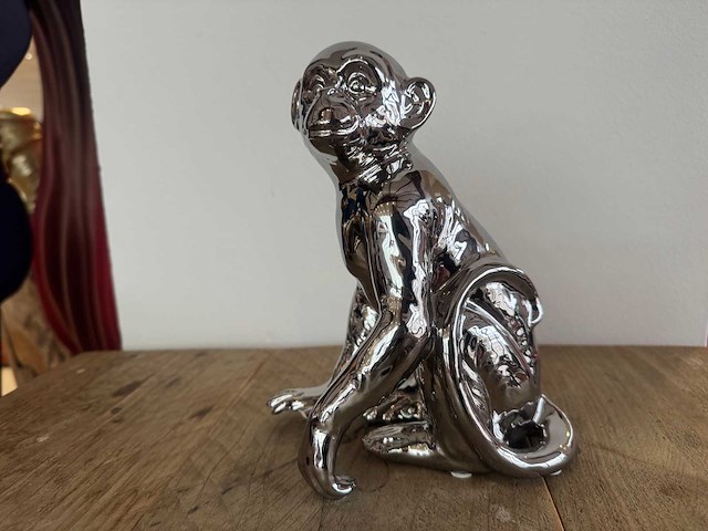 Monkey chrome silver h21cm - afbeelding 2 van  3