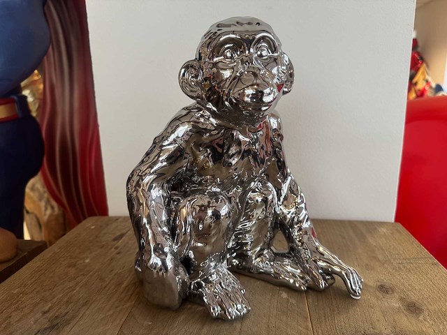 Monkey chrome silver h29cm - afbeelding 1 van  2