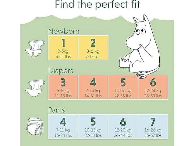 Moomin baby newborn eco luiers (168 stuks, 3 x 56) - afbeelding 3 van  4