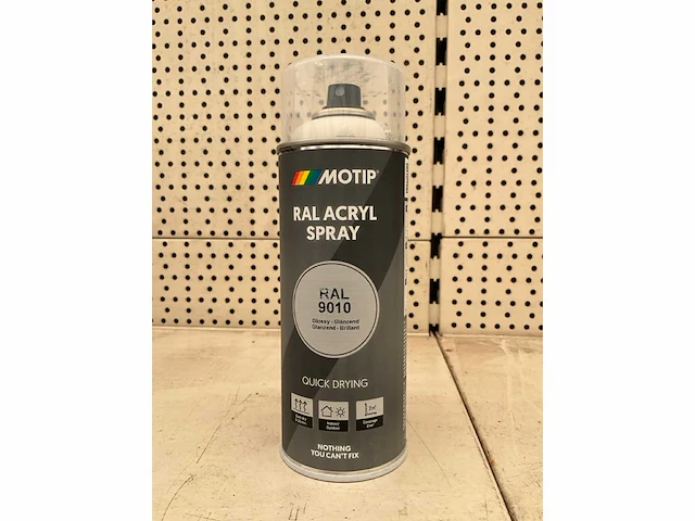 Motip. ral 9010. verfspuitbus,acryl spray 400 ml. (6x) - afbeelding 2 van  2