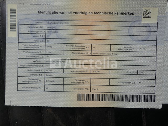 Motorfiets 50cc bluroc motorfietsen erfgoed 50(vin: yappb5a24m0000244) - afbeelding 8 van  16