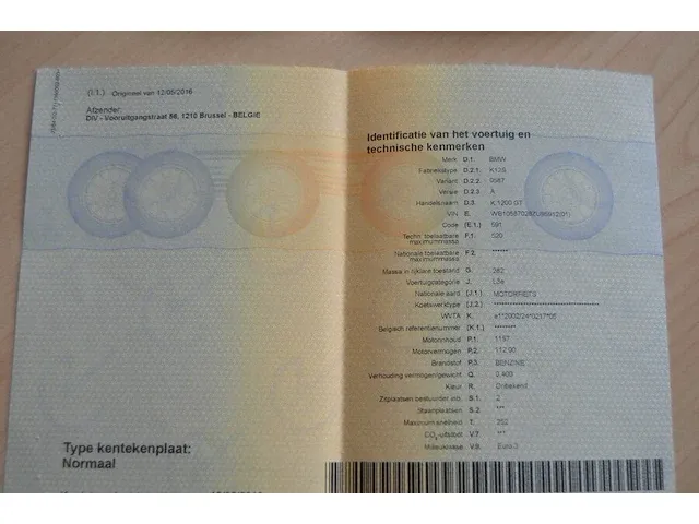 Motorfiets bmw k 1200gt, type k12s, variant 0587, versie a, ch.nr. wb10587028zu95912, bouwjaar 18.03.2008 (sleutel, inschrijvingsbewijs en gelijkvormigheidsattest) - afbeelding 10 van  31