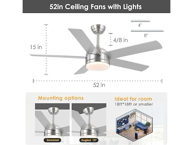 Mpayle plafondventilator met lampen - afbeelding 2 van  5