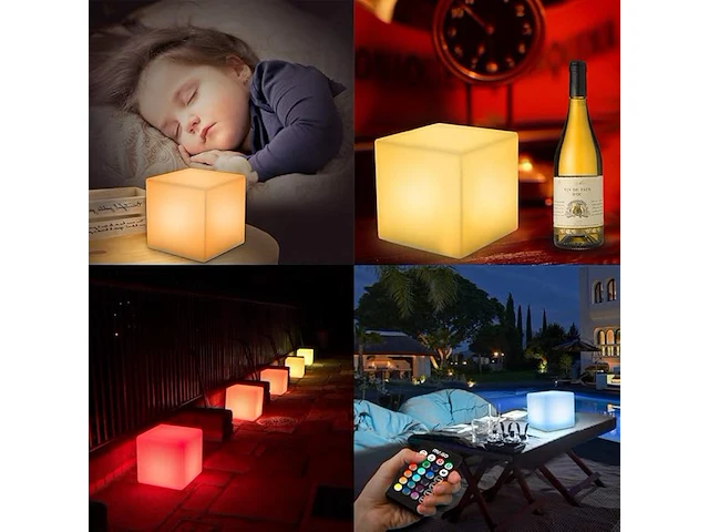 Mr.go 25cm color changing led light up cube sfeerlamp - afbeelding 3 van  6