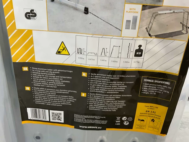 Mrsafe mpl-150 multifunctionele vouwladder - afbeelding 9 van  9