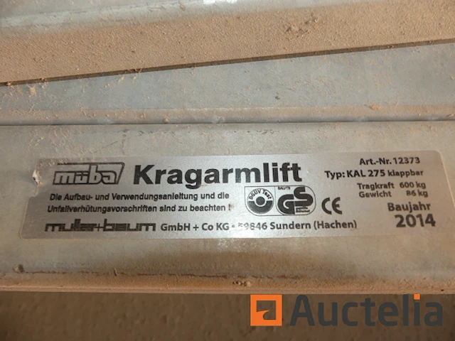 Muba kragamlift kal275 opvouwbare ligger lift roltafel - afbeelding 3 van  4
