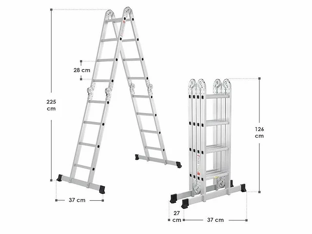 Multifunctionele aluminium ladder - 470 cm - afbeelding 7 van  7