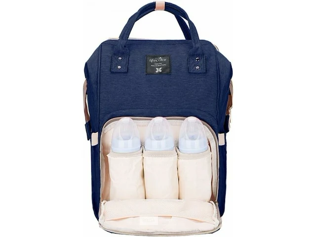 Multifunctionele mama luier en babyfles tas - blauw- 37x24x18 - afbeelding 2 van  7