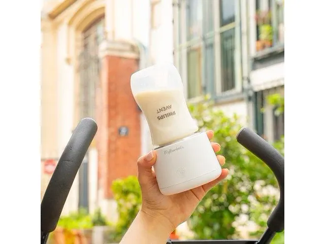 Mybambini's bottle warmer pro™ - draagbare baby flessenwarmer voor onderweg - wit - geschikt voor avent philips, chicco & dodie - afbeelding 3 van  9