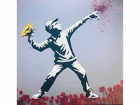 (naar) banksy - flower thrower - kleurenprint op canvas - afbeelding 1 van  7