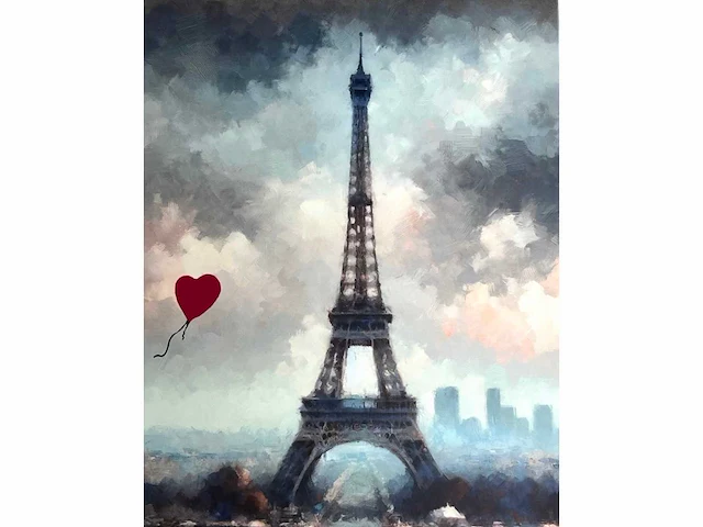 (naar) banksy - girl with balloon in paris - afbeelding 2 van  5