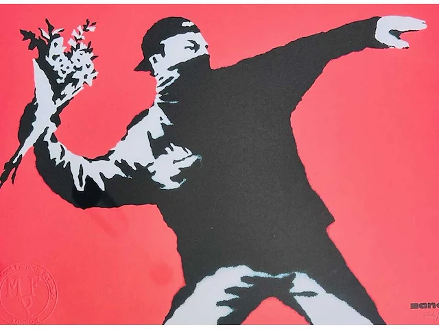 (naar) banksy - love is in the air - print - afbeelding 3 van  6